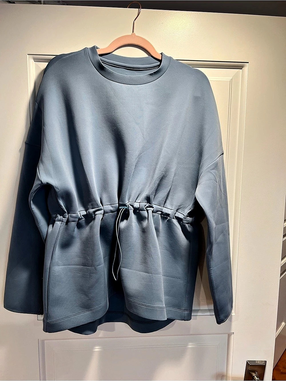 Sweaty Betty Grace Scuba Sweatshirt Drawstring Waist Blue Medium